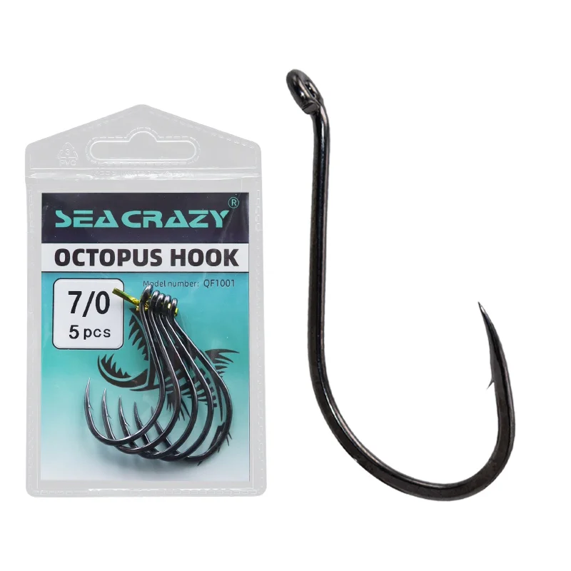 High Quality BKK 201105 Octopus Hooks Black Nickle Hooks High Carbon Steel Beak Barbed  Hooks For Saltwater Fishing