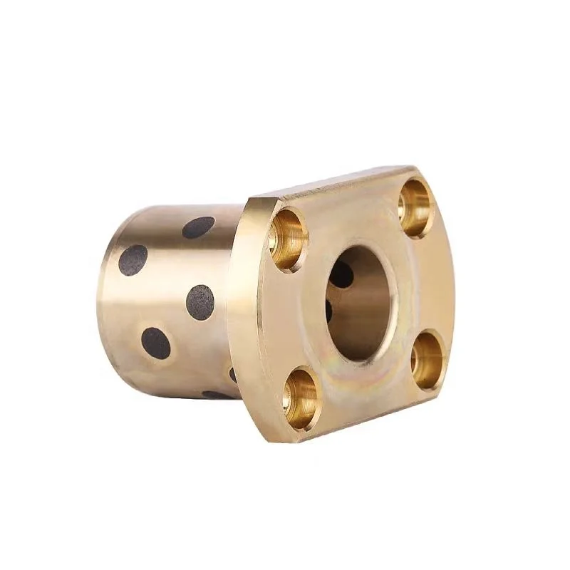Graphite Plugged Bronze Bushings custom graphite impregnated brass bushing flanged brass bushing with 4 holes