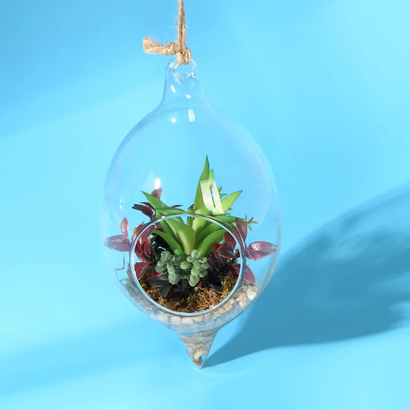 Hanging potted hydroponic plants transparent glass vase creative ecological hanging crafts glass vase