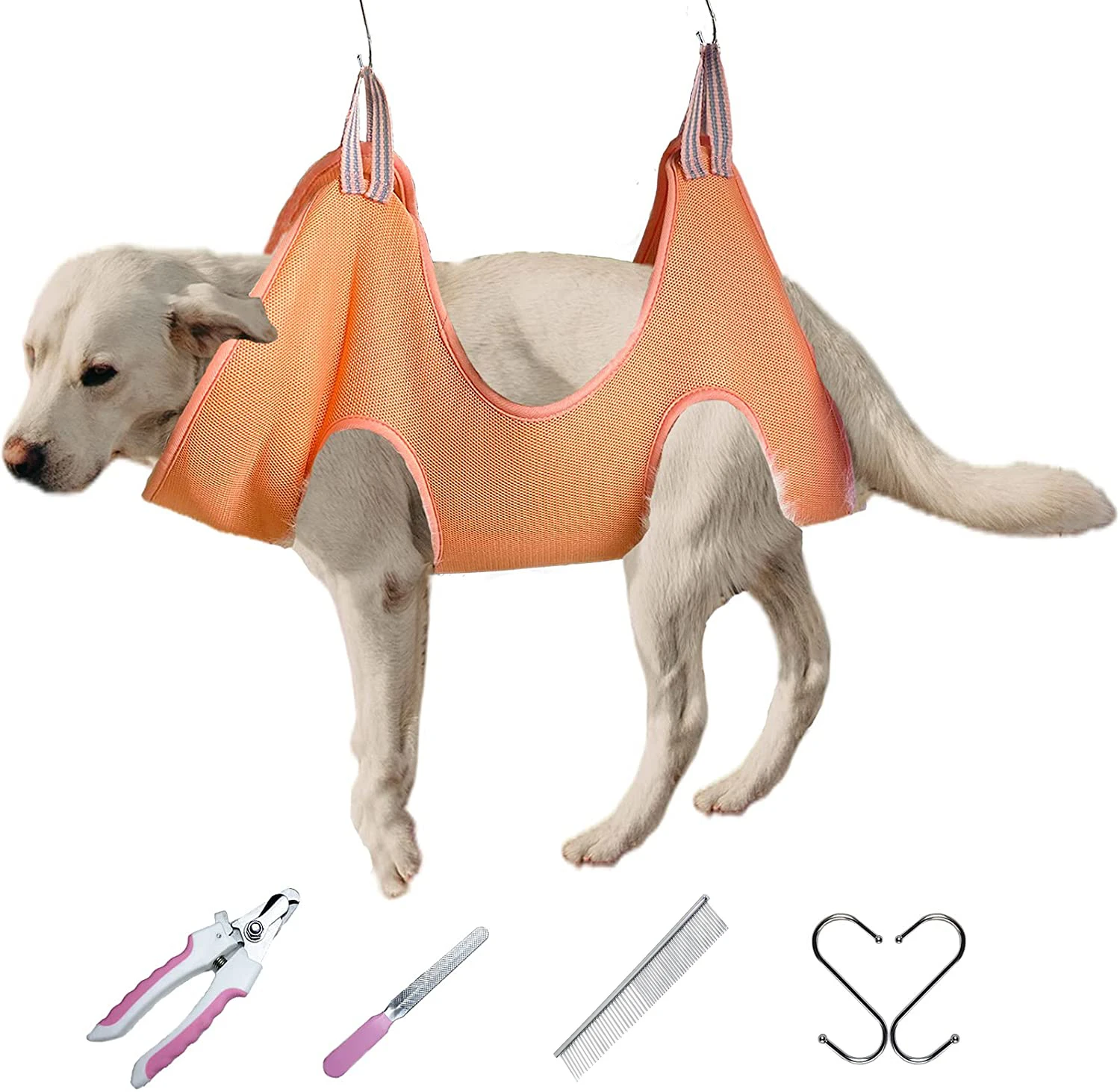 Pet Grooming Hammock Harness for Dogs& Cats Durable Dog Holder for Grooming Dog Hammock Restraint Bag Helper with Nail Clippers