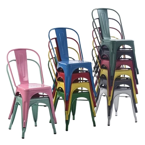 Popular restaurant kitchen metal iron industrial stackable bar stool barstool dining chair for sale