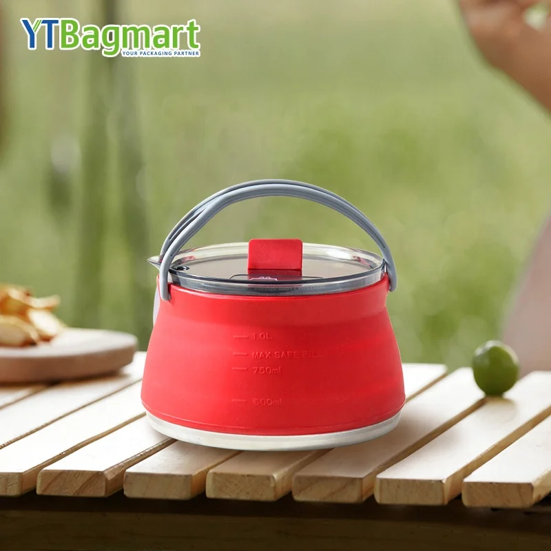 Outdoor Camping Cookware Set Silicone Folding Kettle Soup Pot Camping Portable Tableware