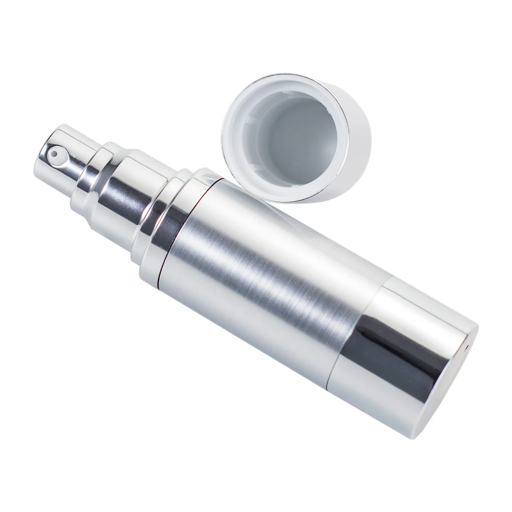 Luxury silver 10ml 15ml 20ml 30ml 50ml 80ml 100ml 120ml aluminum cosmetic skincare packaging lotion pump airless bottle