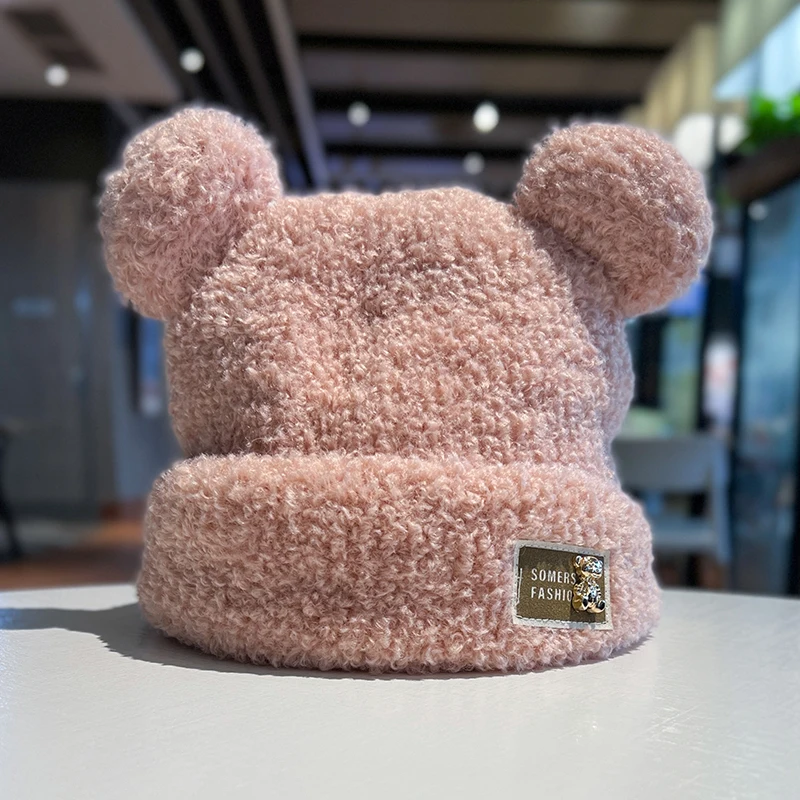 Chanbol Spot Product Metal Teddy Bear Ladies Winter Hats Thick Soft Sticky Warm Neck Warmer Hat Winter Set Hat Women Winter