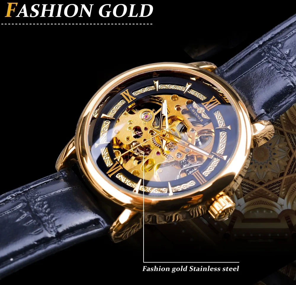 Winner 2021Top Brand Royal Luxury Gear Movement Design Open Work Clock Mens Automatic Fashion Wrist Watch Male Skeleton Watches