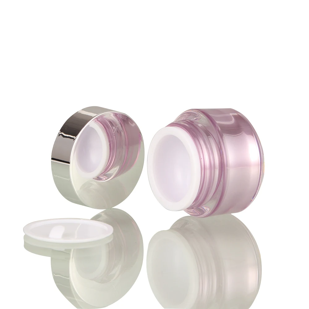 Customized Capacity 10g 15g 30g Pink Rose Gold Powder Clear Jar Cream Jar Cosmetic Jars with Lid