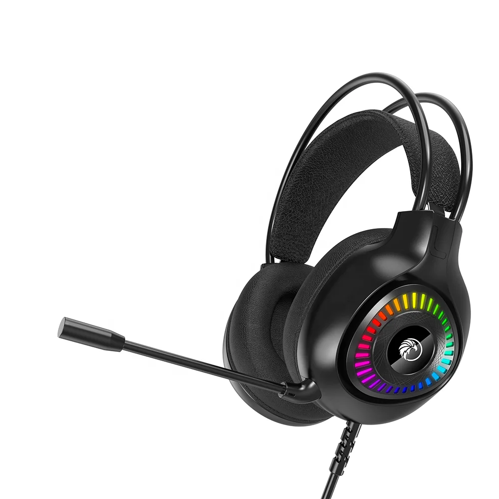 Ultra-soft earmuffs 3.5mm Audio Omnidirectional Mic 50mm Driver Unit 7.1 Surround Sound RGB LED Light Gaming Headset for PC