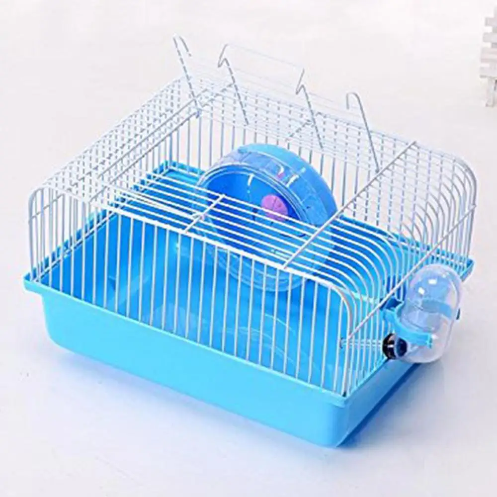Pet Hamster Cage with Running Wheel Water Bottle Food Basin Pet House Mice Home Habitat Decoration