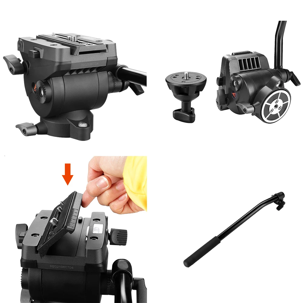 E-IMAGE EG04FA3 universal smooth panning elevated higher aluminum camera tripod with flat base head for video camera and DSLR