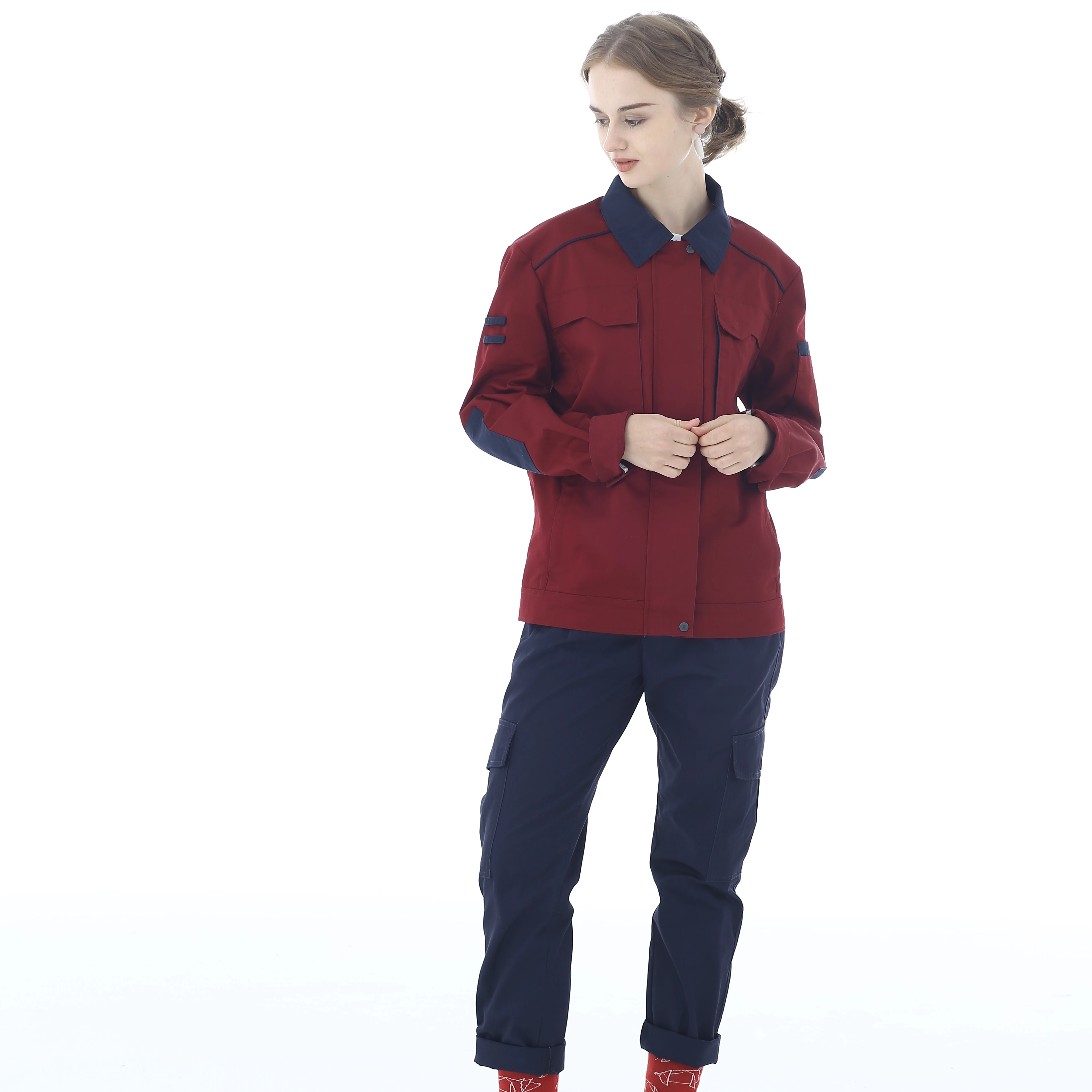 Factory Red and Black Long Sleeve with Anti Static Properties and Comfort Workwear