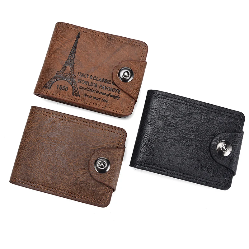 Short Buckle Wallet Suction Buckle Us Dollar Wallet Multi Slot Card Bag Large Capacity PU Wallet