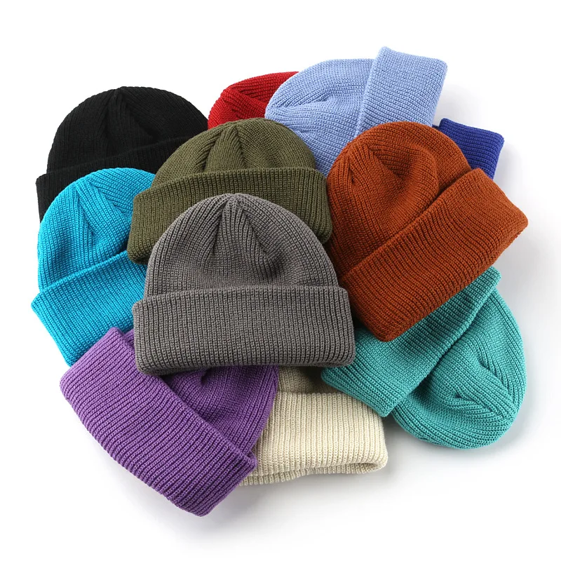 Knitted Hats for Women Black Beanie Hat Winter Men Women Beanies For Ladies Skullcap Solid Cap Knitted Thick hat