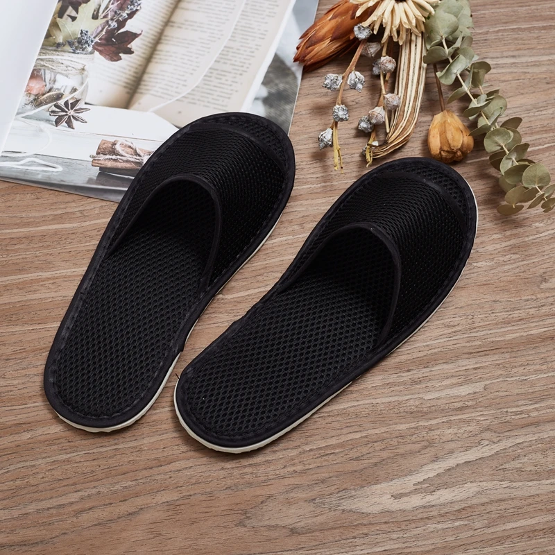 High Grade Customized Color 100% Cotton for adult Custom OEM Service Mesh Fabric Hotel Slipper