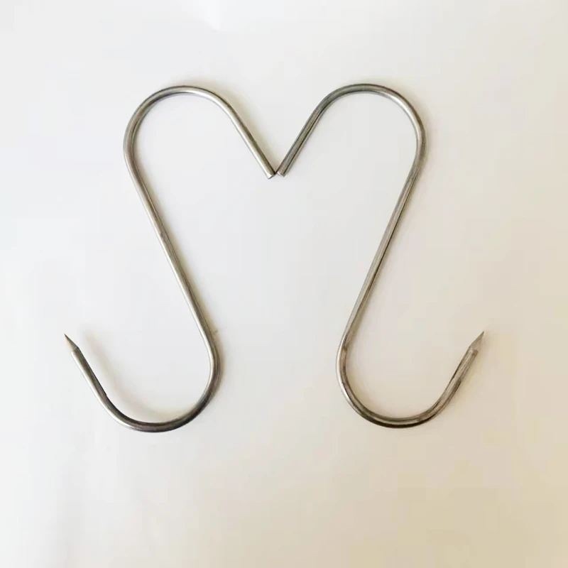 10Pcs Long Pointed S Hooks Rack Butcher Meat Stainless Steel Hanger 12/15cm Kitchen Hooks