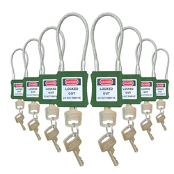 Compact Steel Cable Padlock Lockout Tagout ABS Keyed Different