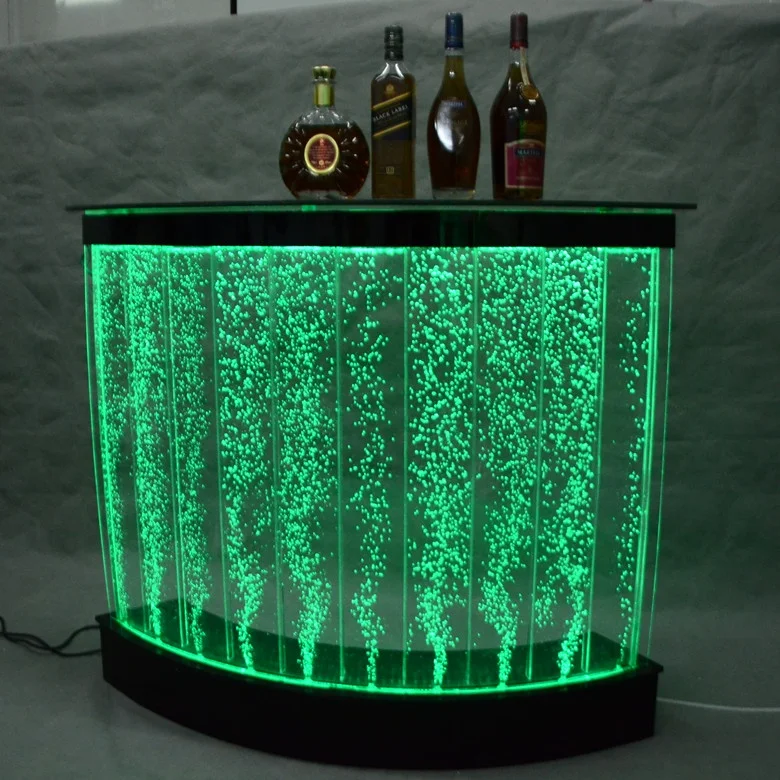 Foshan commercial acrylic night club water bubble wall led bar table dj counter design