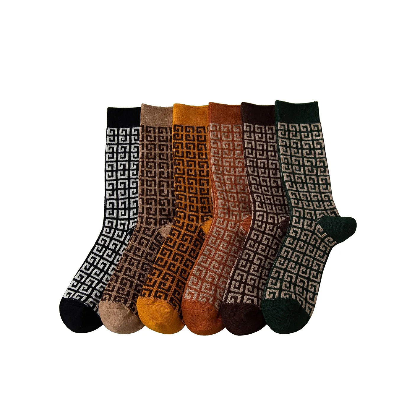 Осенне-зимние носки средней длины из чесаного хлопка с двойными иглами из чистого хлопка, высококачественные женские носки с ворсом