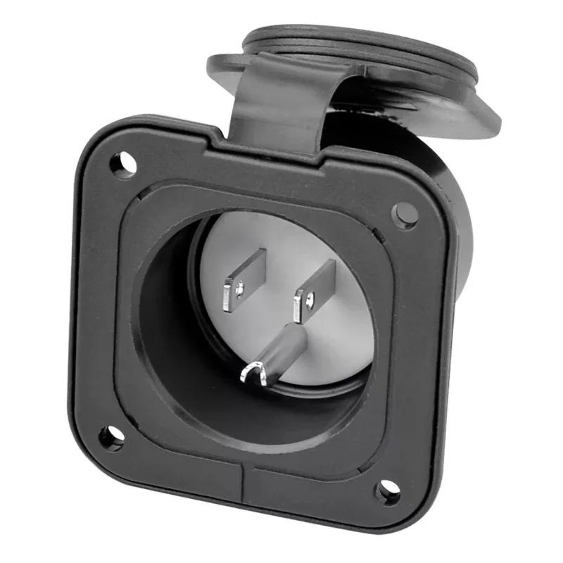 15A USA Inlet Plug 3PIN Nema 5-15 Straight Recessed Male Outlet RV Flanged Inlet Receptacle with cover