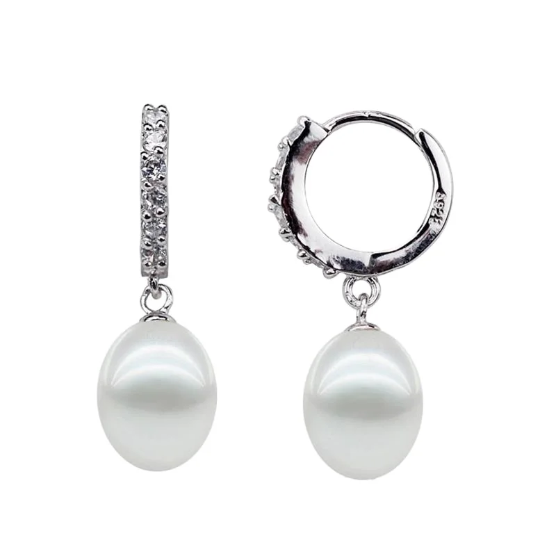 8-9mm oval drop shape fresh water genuine cultured real clip on pearl earring
