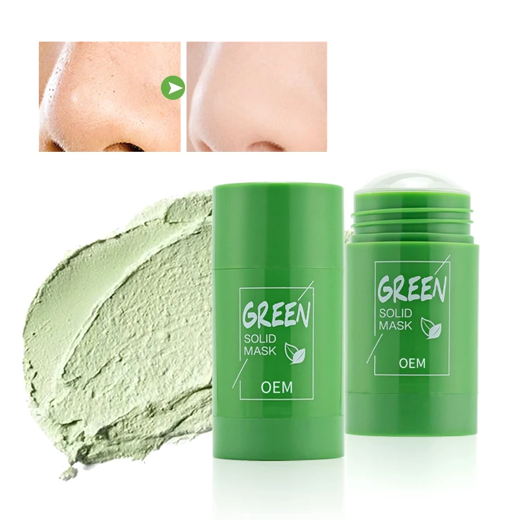 Custom Clay Mask Stick Facial Skin Care Matcha Green Tea Purifying Stick Mask Facial Clay Mud Solid Green Tea Mask Stick
