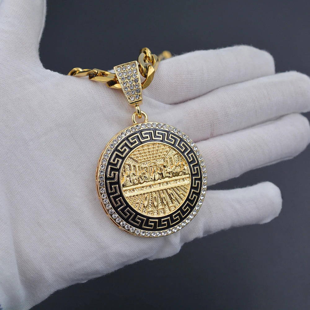 Wholesale Custom Famous Painting Da Vinci Last Supper Gold Iced Hip Hop Pendant Jewelry