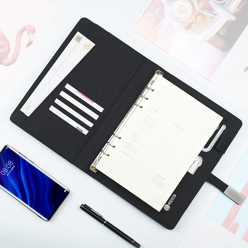 Power Bank notebook Wireless Charger Notebook customized planner lighting logo with powerbank notebook