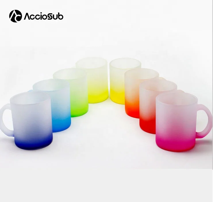 Manufacture 11oz Sublimation Blanks Matte Color Beer Mug Wholesale Heat Transfer Colorful Bottom Sublimation Frosted Glass Mug
