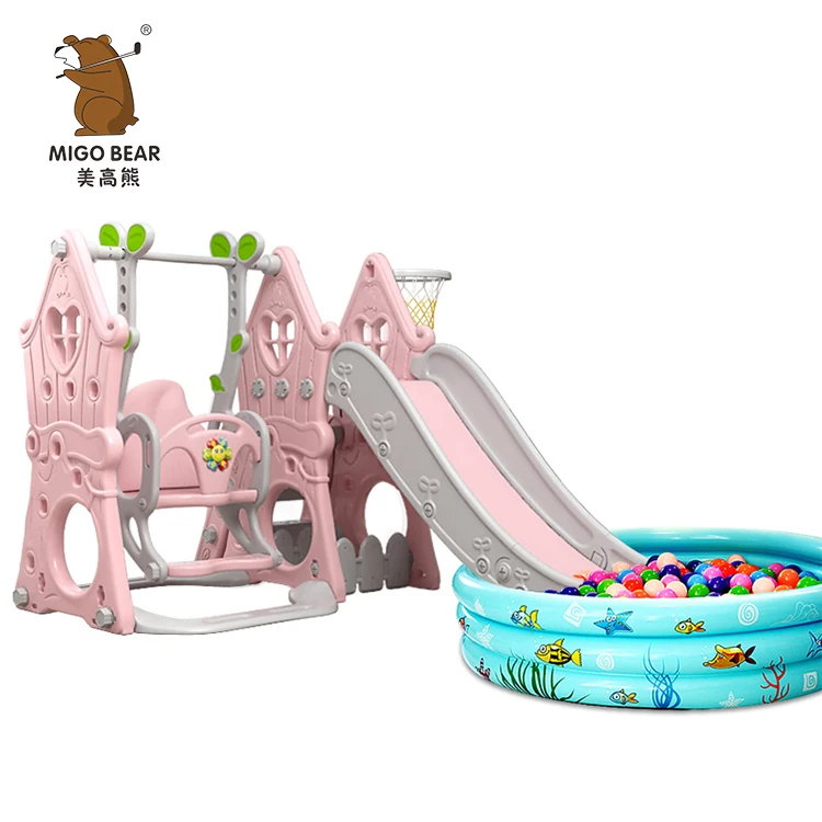 Children kids playground slide combination indoor kids slide and swing with ball pool