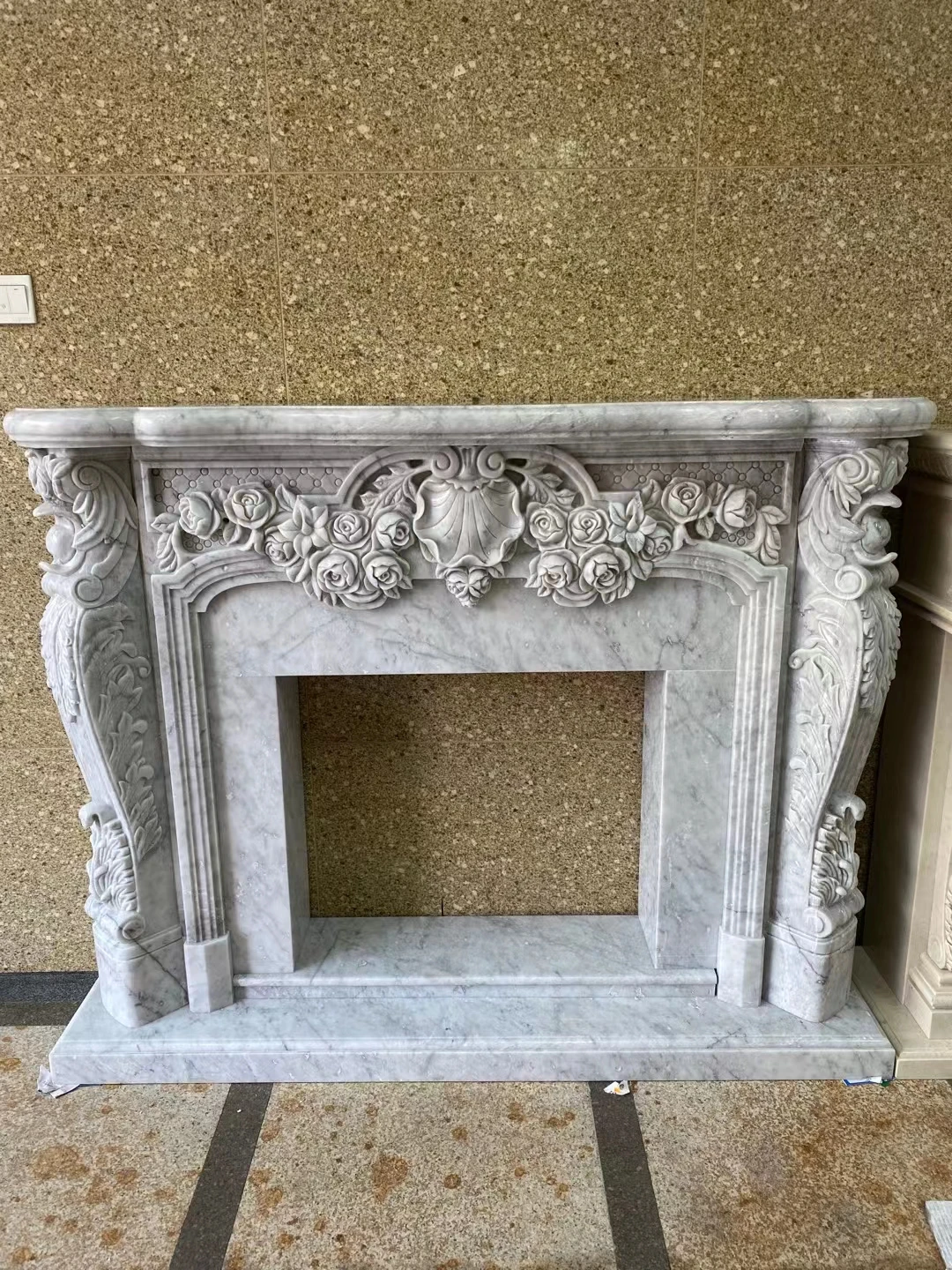 Modern Indoor Decorative Natural Stone Fireplace Surround Marble French Fireplace Mantel for sale