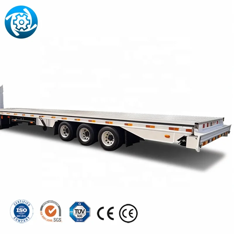3 Axle Skeleton Fuel Tanker Car Carrier Lowbed Semi-Trailer Side Wall Flatbed Container Truck Flat / Low Bed Semi Trailer