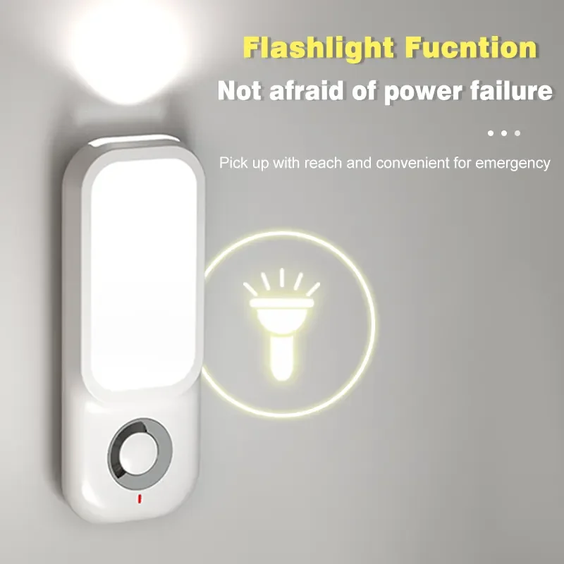 Human Body Sensor LED Night Light Wireless Rechargeable Multi-function Wall Lamps With Plug