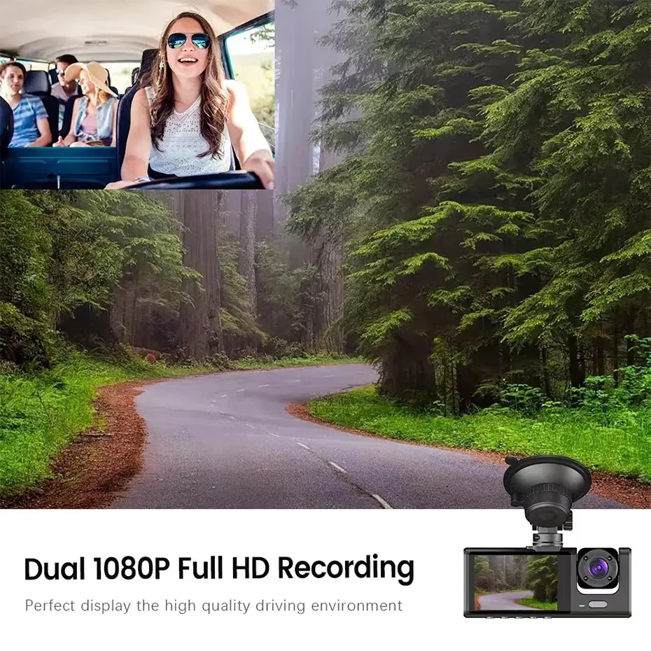 2 0 дюймов 3-объективный Автомобильный видеорегистратор Full HD 1080P 170 градусов широкоугольный черный ящик для автомобильного видеорегистратора Заводская Автомобильная камера с 3 объективами
