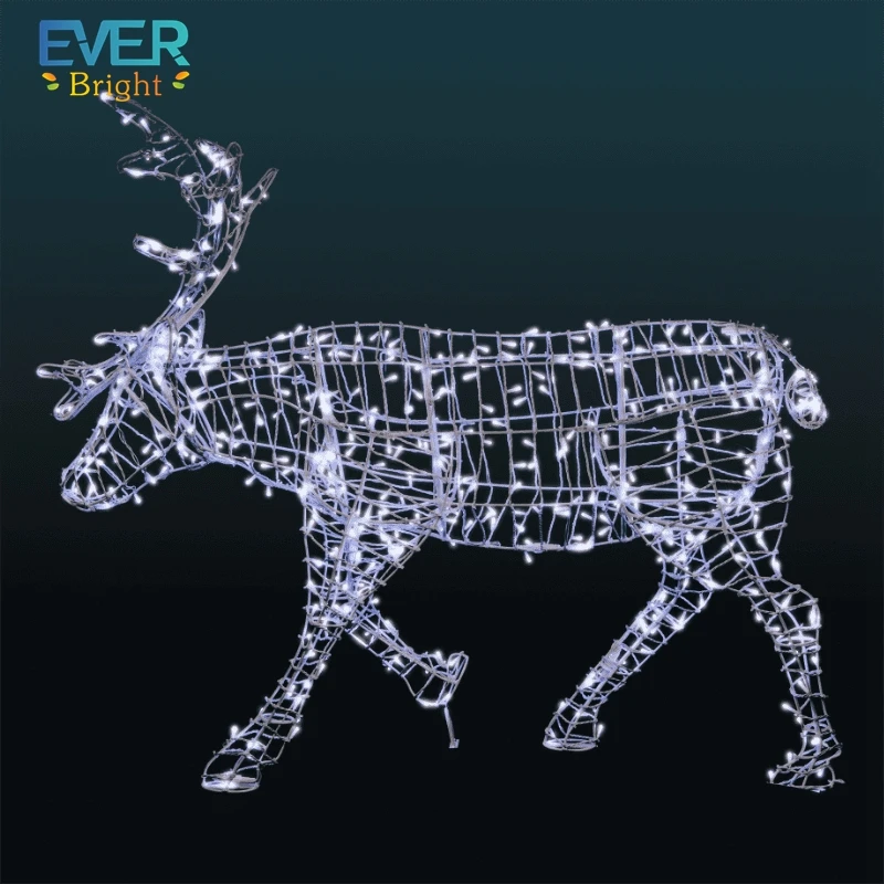 Pre lit large 3D christmas motif light led reindeer outdoor