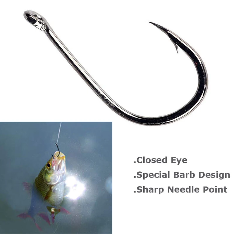 500PCS / 600PCS  Premium Fishhooks 10 Sizes Carbon Steel Fishing Hooks W/Portable Plastic Box, Strong Sharp Fish Hook
