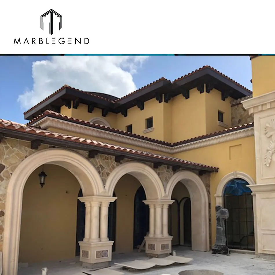 PFM Project Outdoor Building Material Decorative beige stone four-shaft Column Roman Pillar