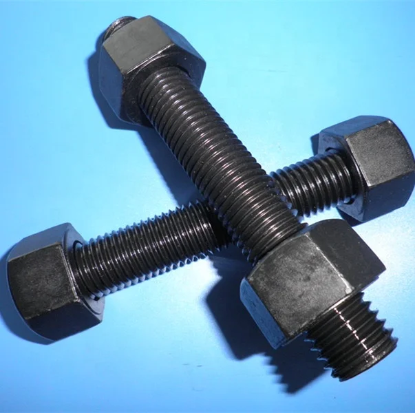 ASTM A193 B7 threaded rods with 2H hex nuts black finish high quality Made in China