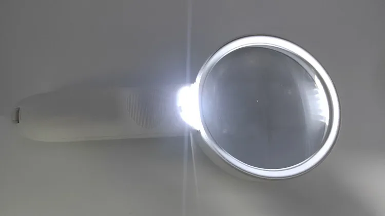 MG6B-7B Large mirror 3 LED white plastic handle jewelry magnifying glass loupe