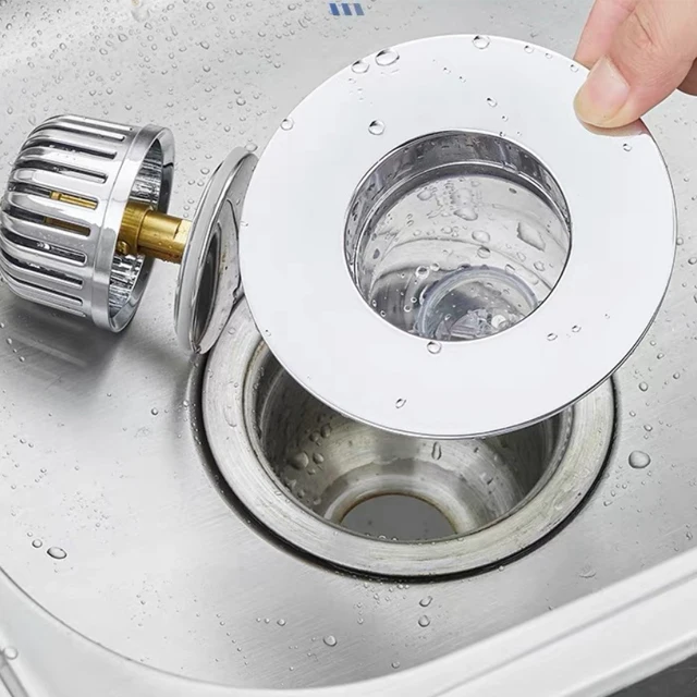 Sink Filter Bouncing Core Vegetable Washing Basin Leak Plug Anti Odor and Blocking Press Type Drain