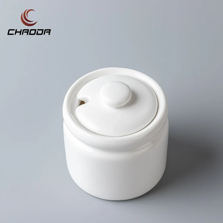 Customized Ceramic Sugar Jar Set Sugar Bowl Condiment Bottles Set With Lid For Home And Kitchen