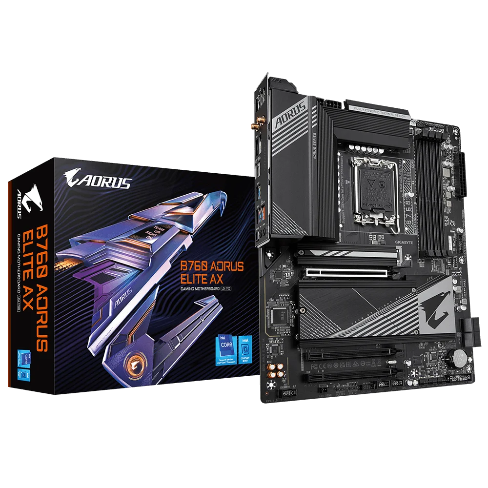 GIGABYTE B760 AORUS ELITE AX Gaming Motherboard with Intel LGA 1700 Socket B760 Chipset Supports Intel 13th and 12th  Core CPU