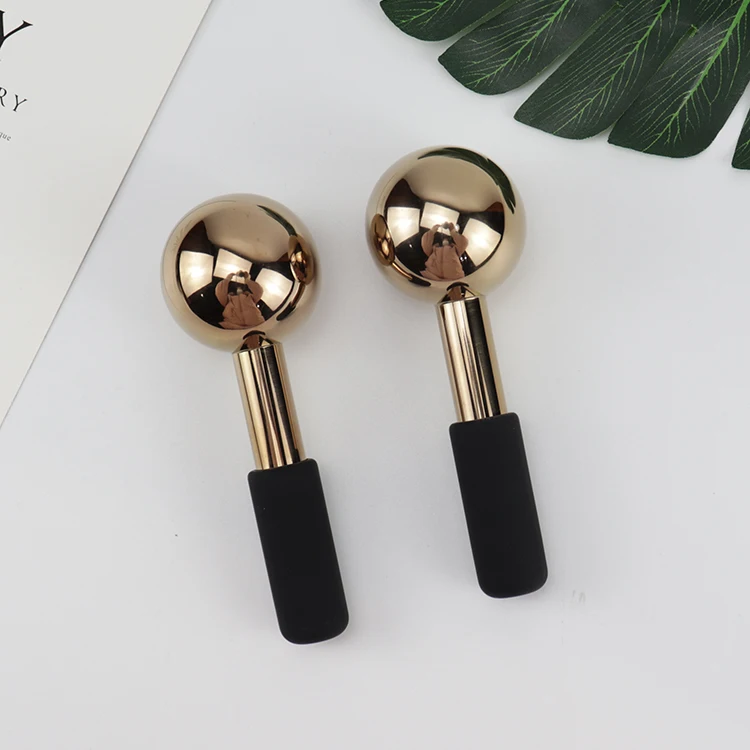 Розовый золотистый ролик для спа-массажа с холодным охлаждением