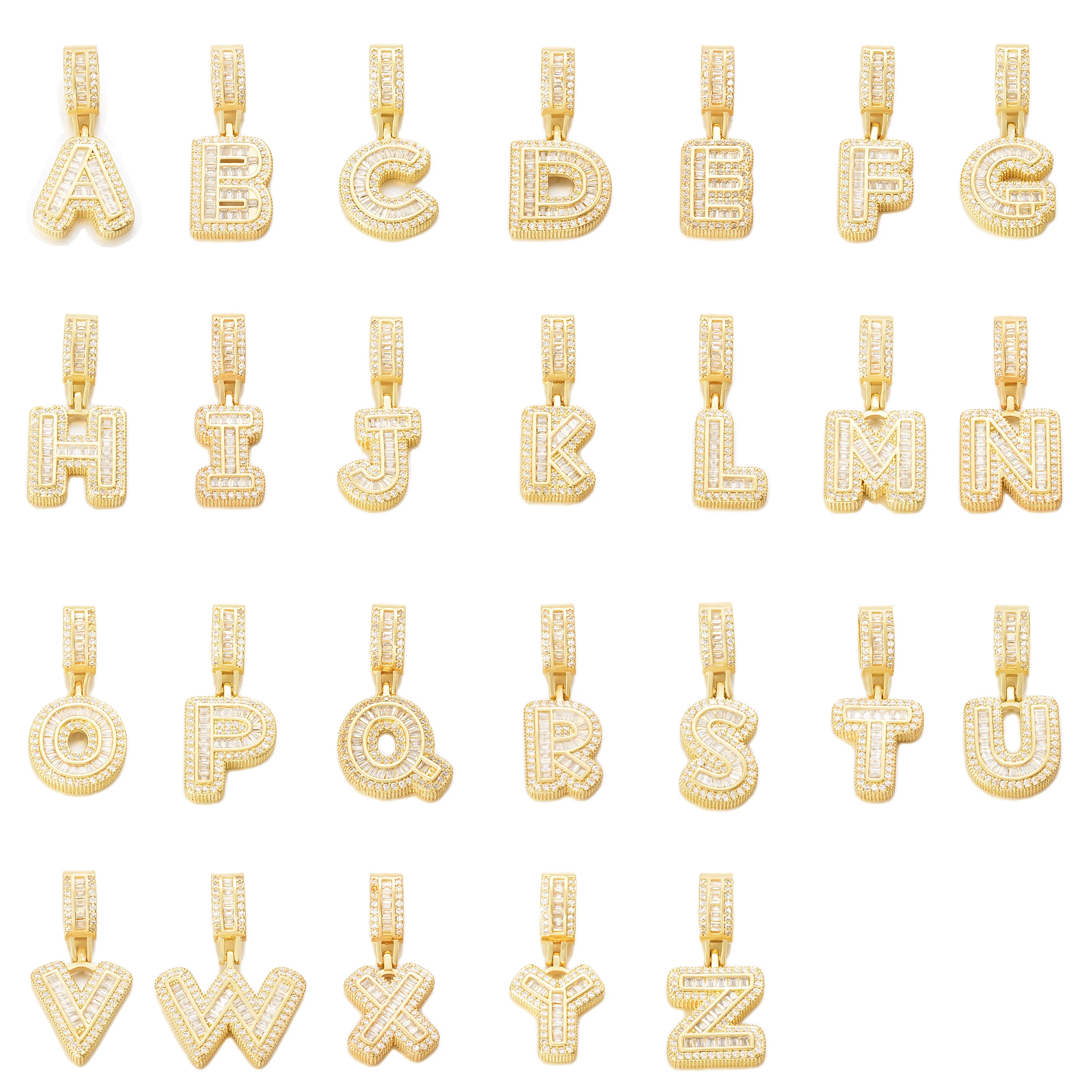 Iced Out Hip Pop Initial Pendant Charms Gold for Jewelry Making Necklace for Women Charm  Initial Letter Pendant Zirconia Inlaid