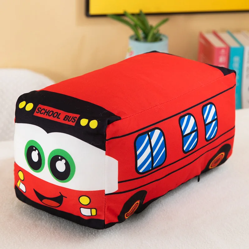 Multi Sizes Colors Cartoon Bus Plushies Bedtime Toy Sleeping Doll Soft Pillows Stuffed Car Plush Toys for Kids