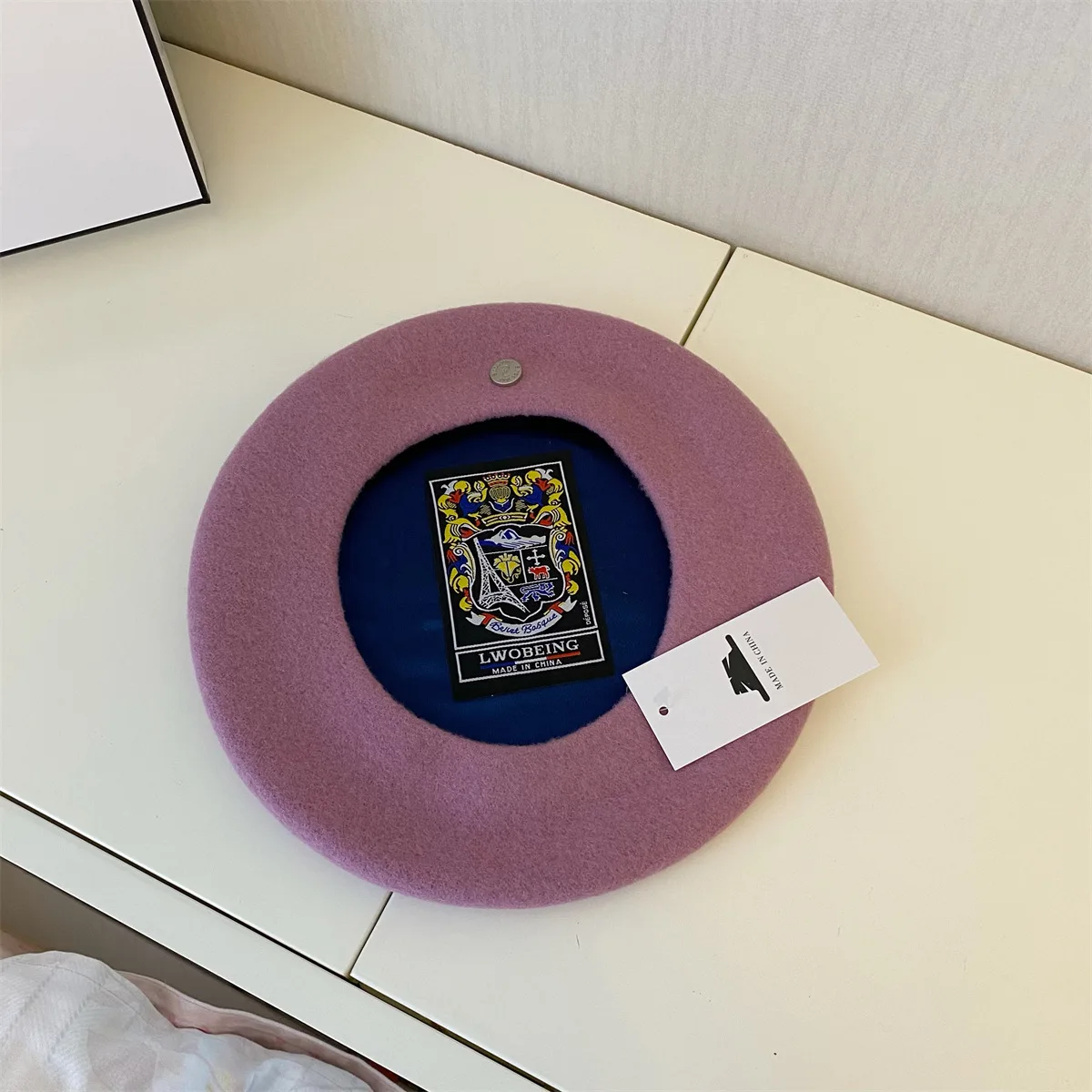 Spain Female Wool Beret Autumn Winter High End Solid Color Cold Warm Hat Plush Painter Cap Beret