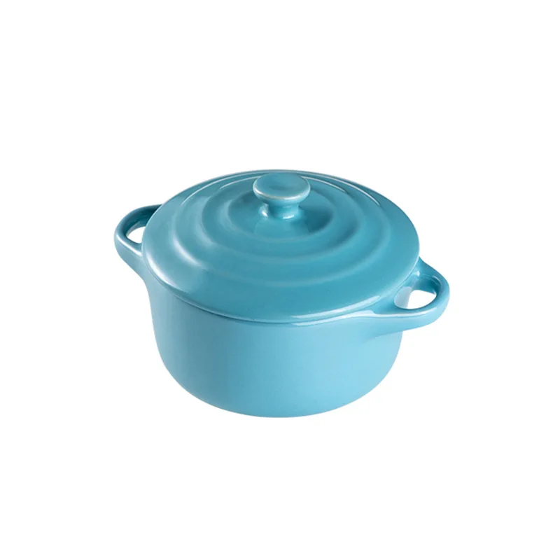 4 Inch Small Ceramic Casserole Pot with Lid for Making Infant Food