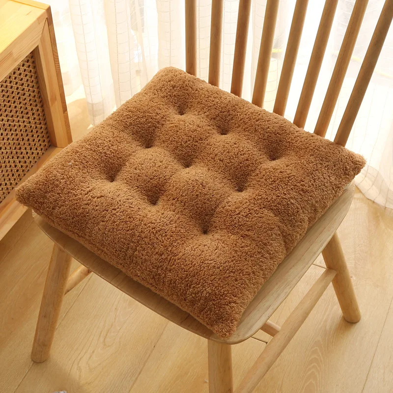 High Quality Solid Color  Square Comfortable Thicken Home Office Chair Cushion Soft  Plush Seat Cushion