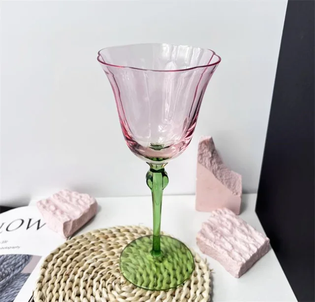 factory custom creative crystal glass fancy flower wine goblet red wine glasses for wedding