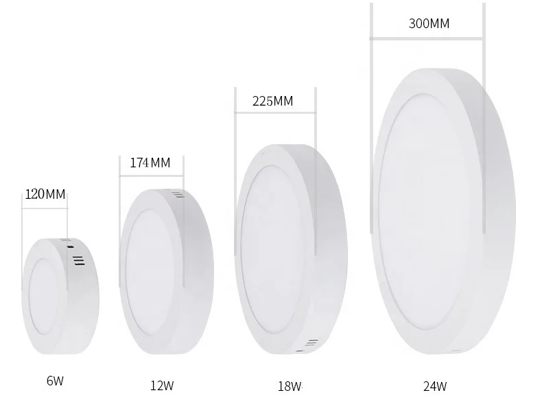 170mm 225mm 300mm Dip Switch Adjustable Power SMD Panel Downlight 18w 24w Flush Mount Round LED Ceiling Panel Lights