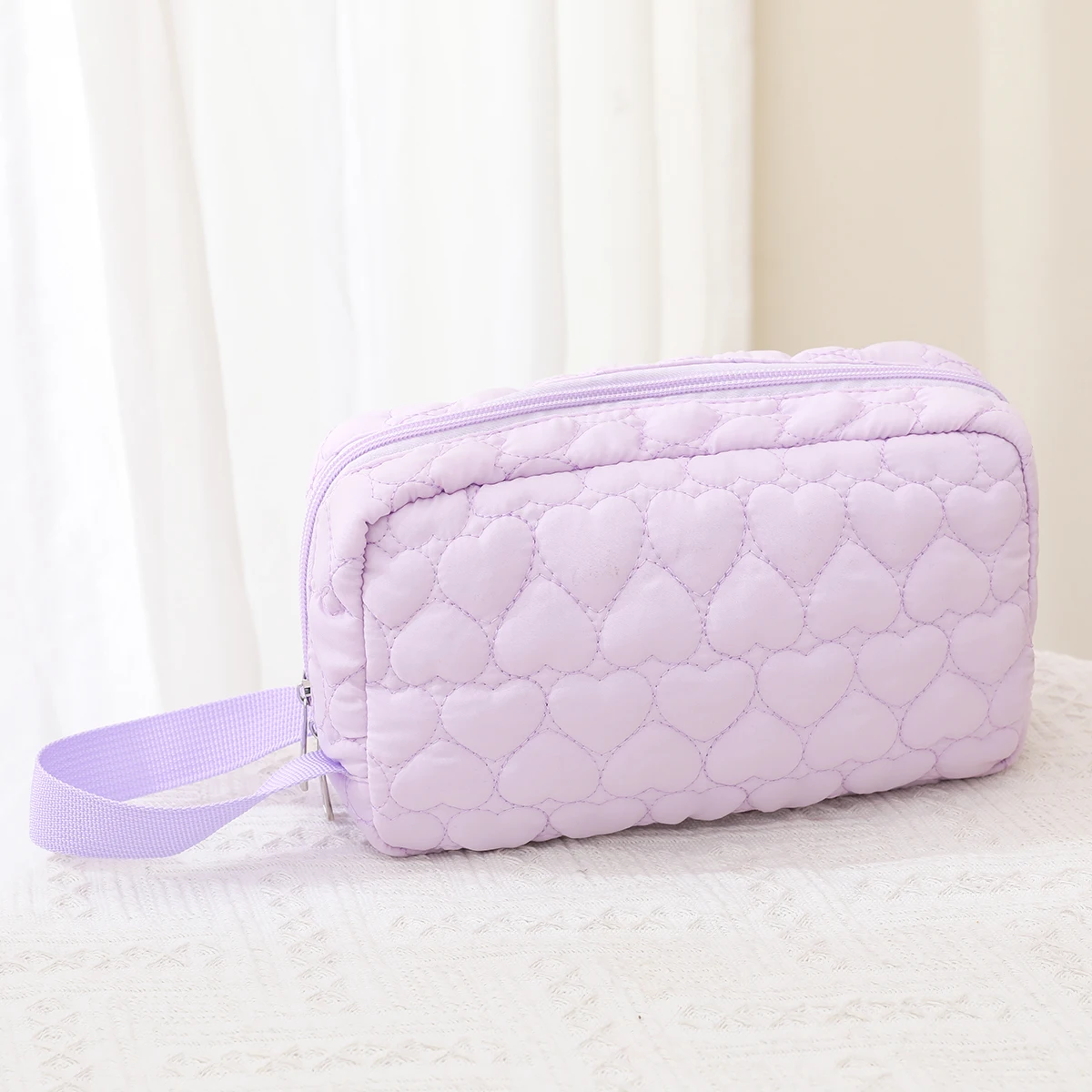 Cotton Makeup Bag Large Travel Cosmetic Case Toiletry Bag for Women Girls Multifunction Quilted Cosmetic Pouch