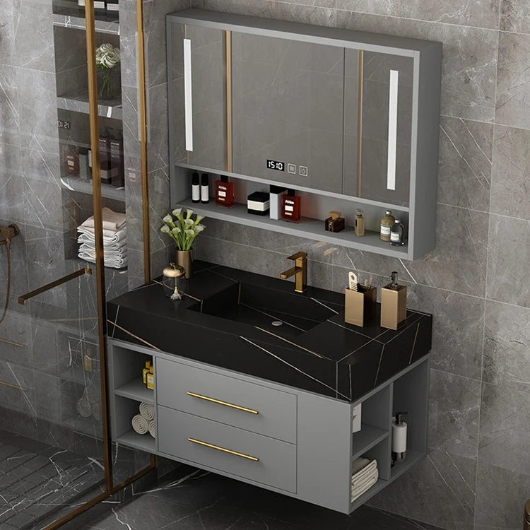 2023 Custom new style 40 inch Floating wall 1 Sink hanging 2 Drawers bath furniture Bathroom Vanity Cabinet